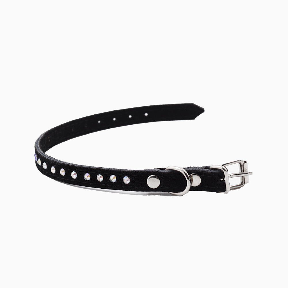 Elegant Black Velvet Collar with Gemstones