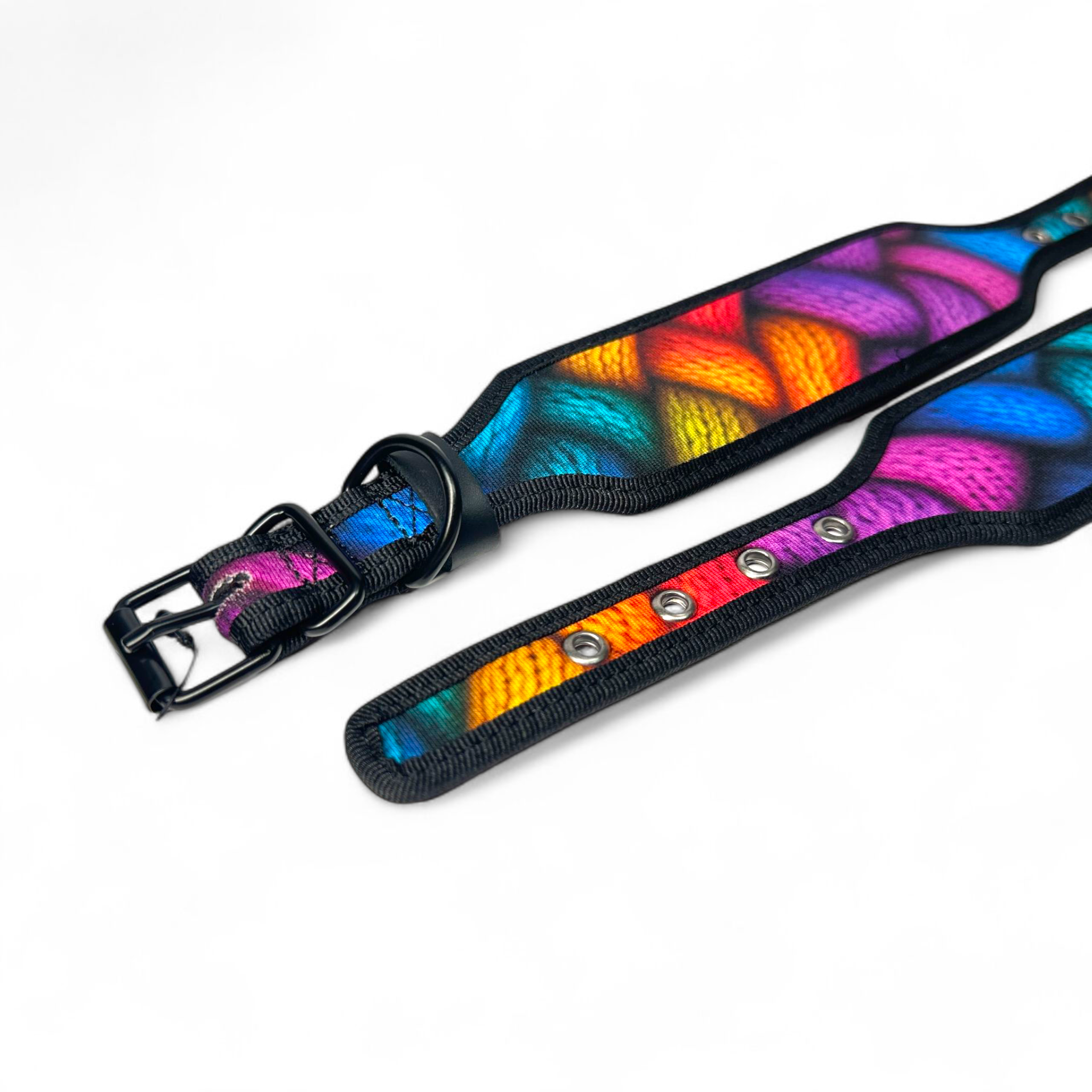 “Rainbow Knit” Premium Dog Collar
