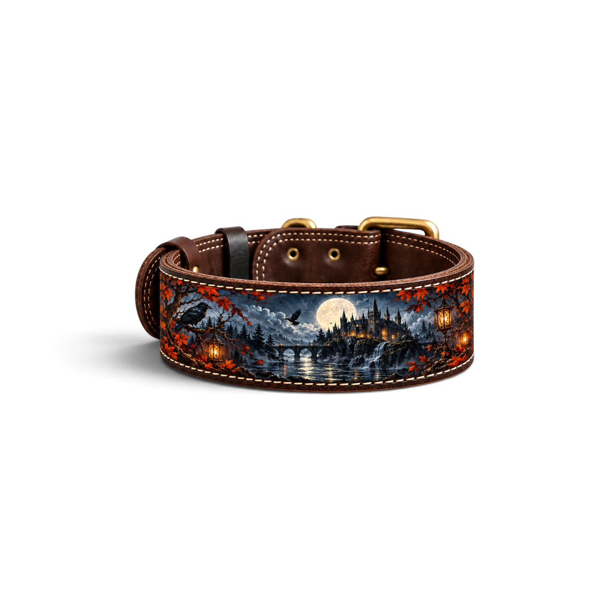 MOONLIGHT – Natural Leather Dog Collar | Halloween Limited Edition