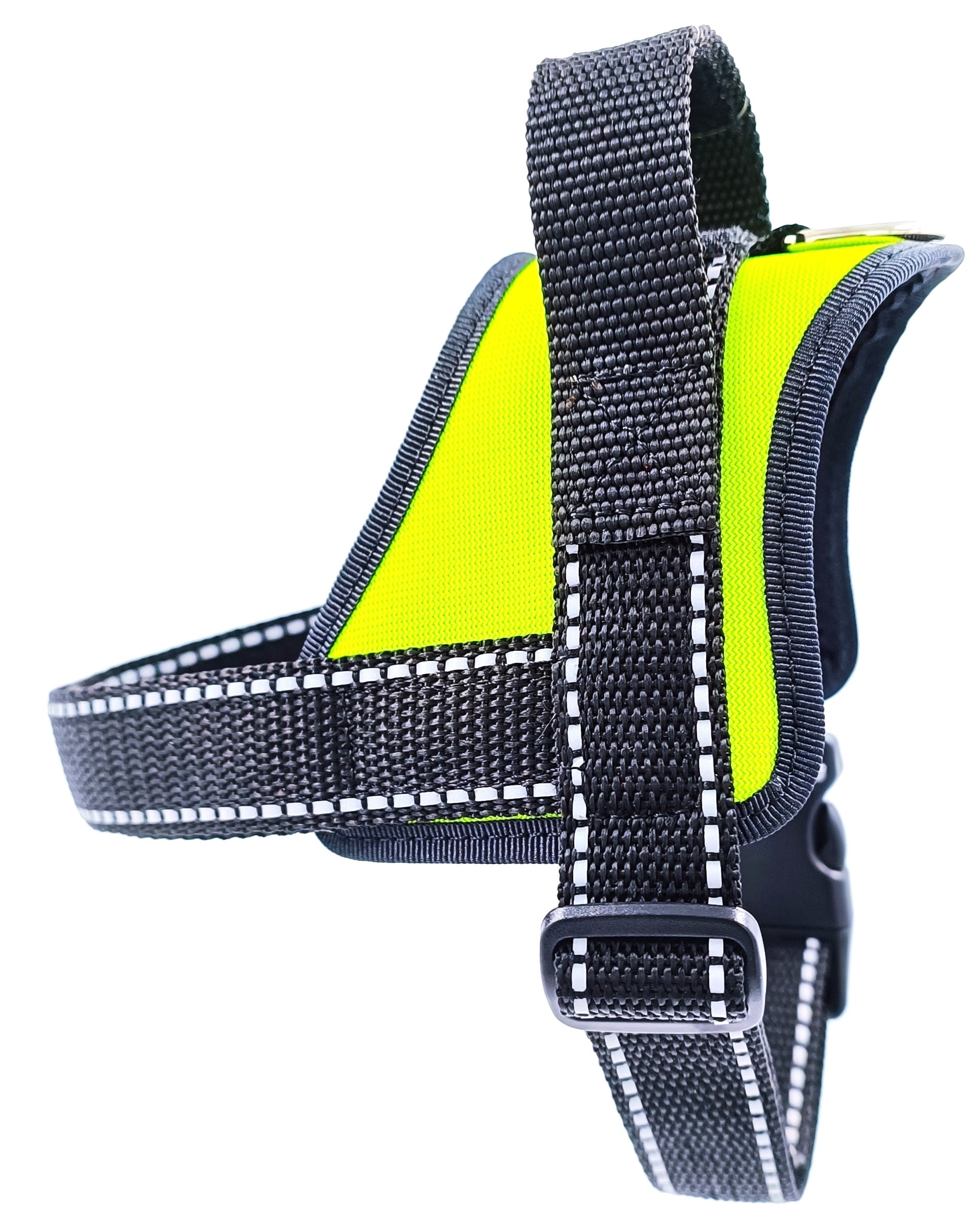 Harness for medium and large breed dogs Neon Yellow with handle